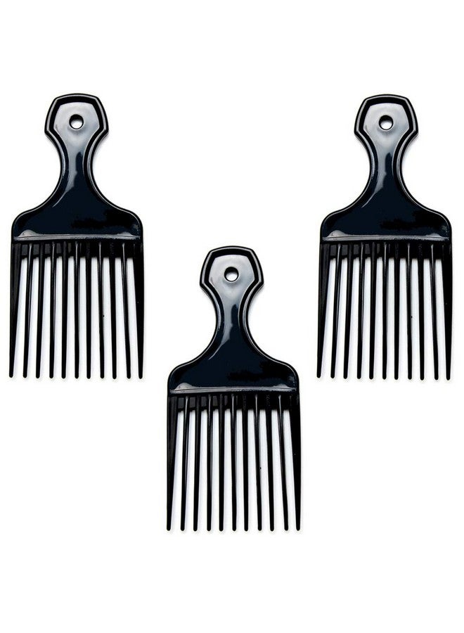 Luxxii Uxxii (3 Pack) 6" Plastic Afro Pick Lift Hair Comb Detangle Wig Braid Hair Man Styling Comb (Black_A) - Image 1