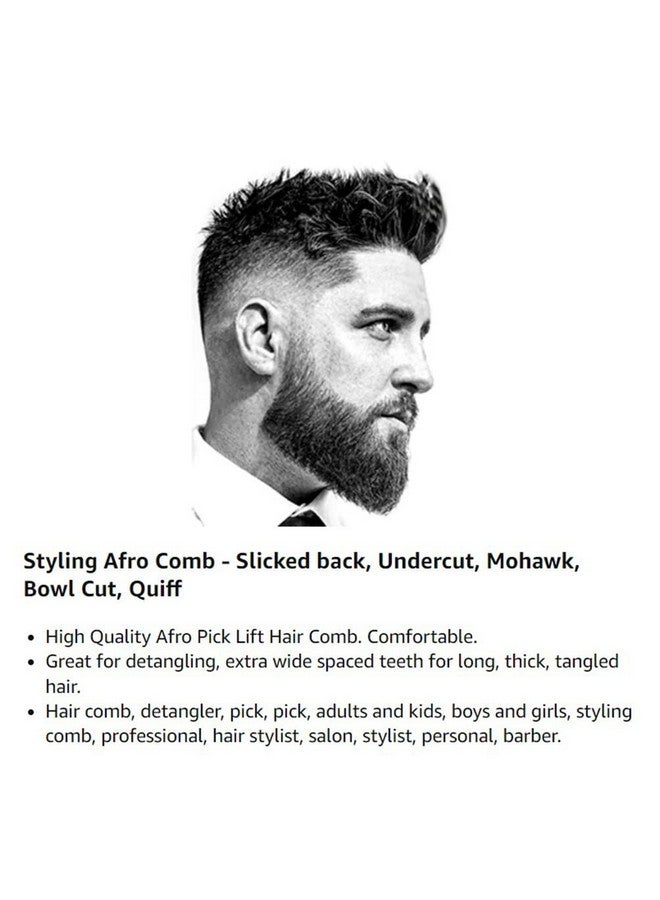Luxxii Uxxii (3 Pack) 6" Plastic Afro Pick Lift Hair Comb Detangle Wig Braid Hair Man Styling Comb (Black_A) - Image 4