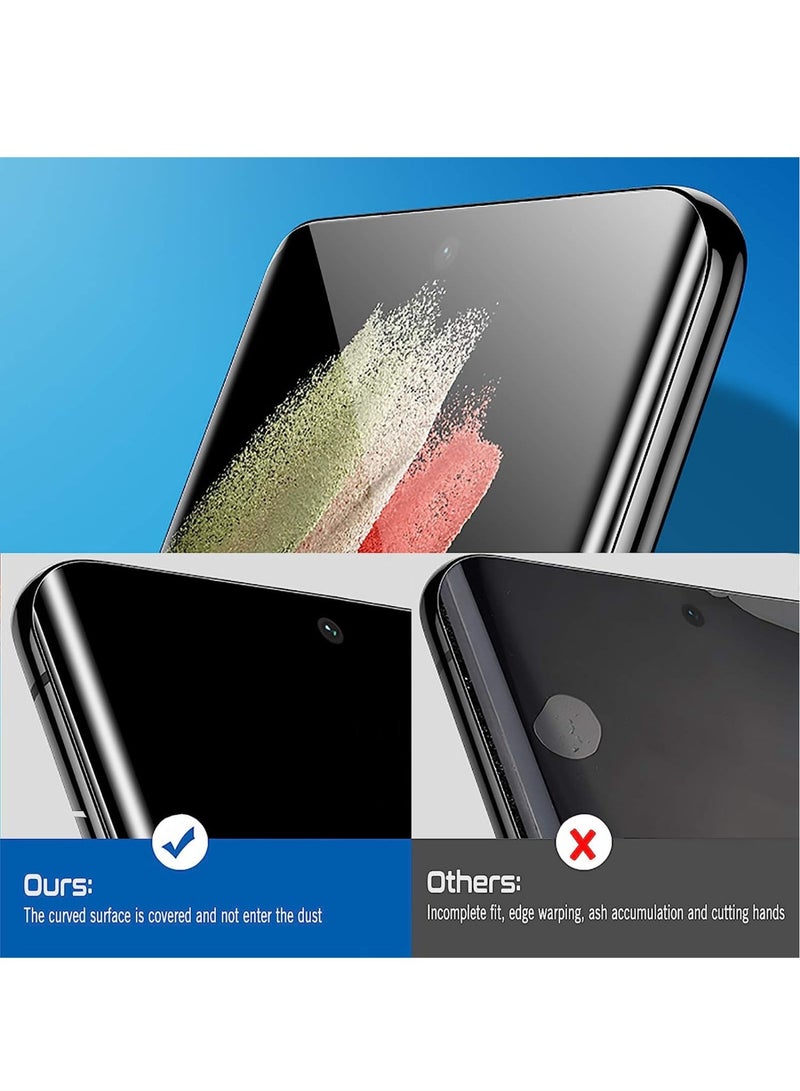 DUSALA 2 Pack Screen Protector Compatible for Samsung Galaxy S21 Ultra [Supports Fingerprint Sensor ID] Full Coverage 3D Curved Tempered Glass Film UV Liquid Adhesive Light - Image 2
