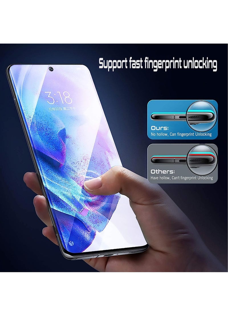 DUSALA 2 Pack Screen Protector Compatible for Samsung Galaxy S21 Ultra [Supports Fingerprint Sensor ID] Full Coverage 3D Curved Tempered Glass Film UV Liquid Adhesive Light - Image 3