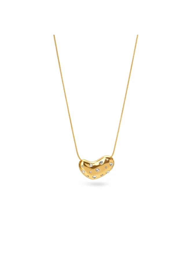 Palmonas 18K Gold Tone Plated Abstract Heart Sculpt Necklace For Women - Waterproof & Anti-Tarnish