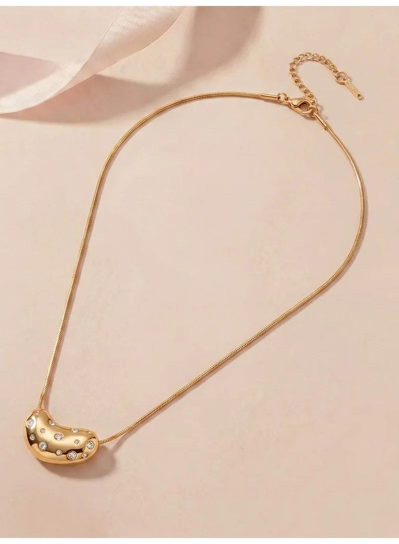 Palmonas 18K Gold Tone Plated Abstract Heart Sculpt Necklace For Women - Waterproof & Anti-Tarnish
