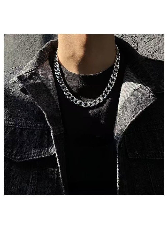 Men’s Cuban Link Chain Necklace – 9mm Wide, 50cm Long, Titanium Steel, Fade-Resistant Chunky Chain for Streetwear & Daily Fashion - Image 2