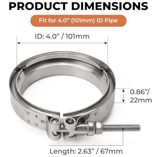 KH866 4 S400 S480 Exhaust VBand Flange Clamp Kit with Stainless Steel Reducer Fit for S400SXE S475 S463 S467 SXE SX T4 Housing - Image 3