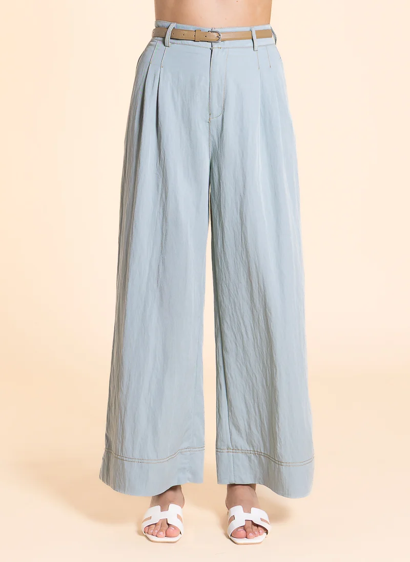 شايبس WIDE-LEG LINEN BLEND TROUSERS