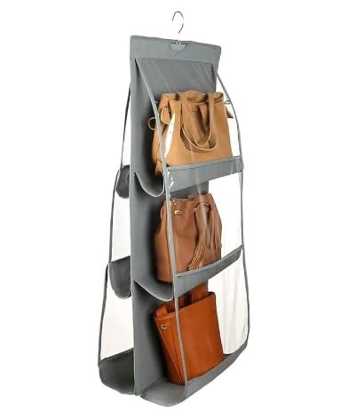 ATET Hanging and OvertheDoor Purse Organiser Multiple Compartments_Grey