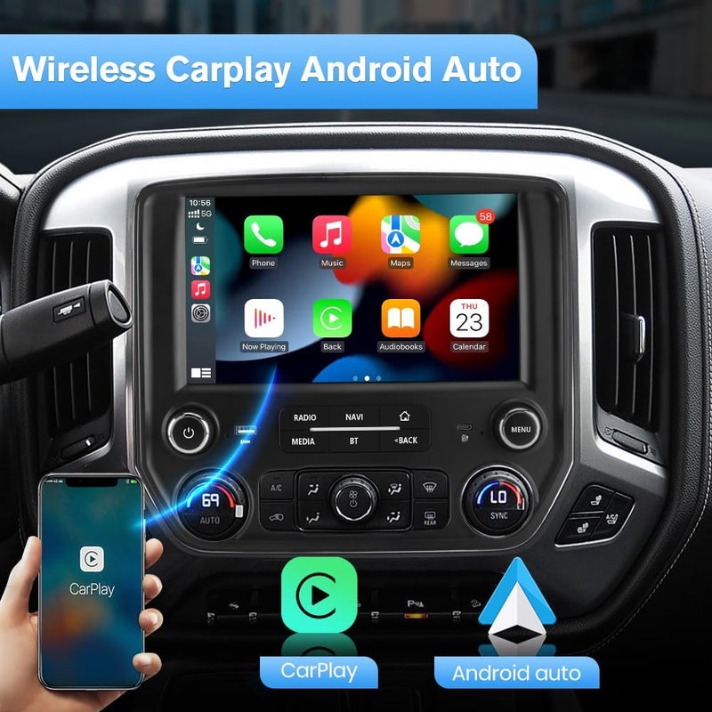 litillbuly 10 Inch Android 13 Car Stereo Radio for Chevrolet Silverado/GMC Sierra 2014-2019 with Wireless CarPlay and Android Auto - Image 2