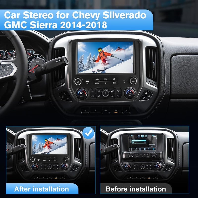 litillbuly 10 Inch Android 13 Car Stereo Radio for Chevrolet Silverado/GMC Sierra 2014-2019 with Wireless CarPlay and Android Auto - Image 3