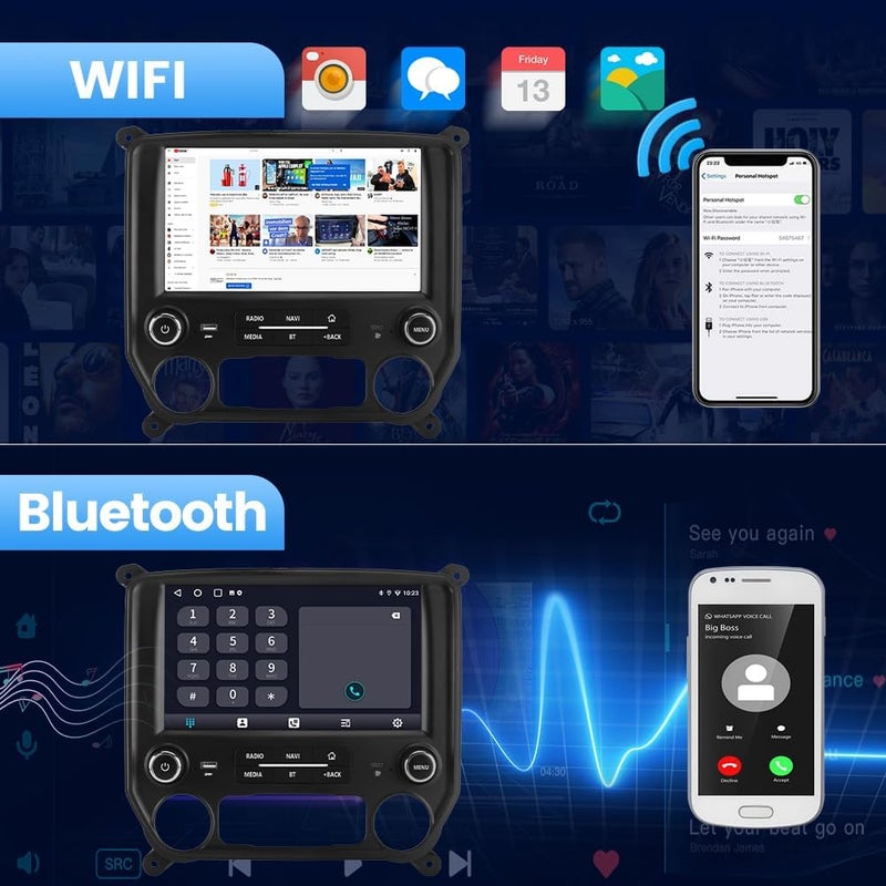 litillbuly 10 Inch Android 13 Car Stereo Radio for Chevrolet Silverado/GMC Sierra 2014-2019 with Wireless CarPlay and Android Auto - Image 4