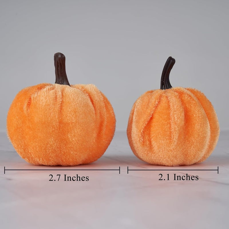 Diahom Pumpkin Decor 12pcs Artificial Fake Faux Velvet Foam Fabric Pumpkins Decoration for Fall Home Farmhouse Harvest Thanksgiving Decorative - Image 4