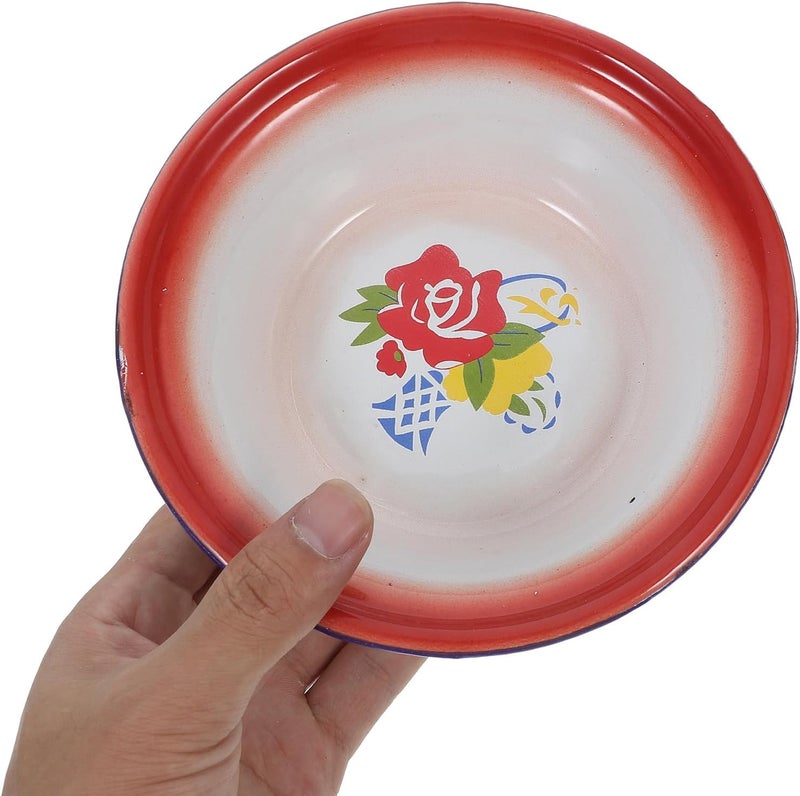 Vintage Enamelware Bowls Large Soup Bowl Mixing Basin for Fruit Salad Pasta Dinner Floral Design - Image 3