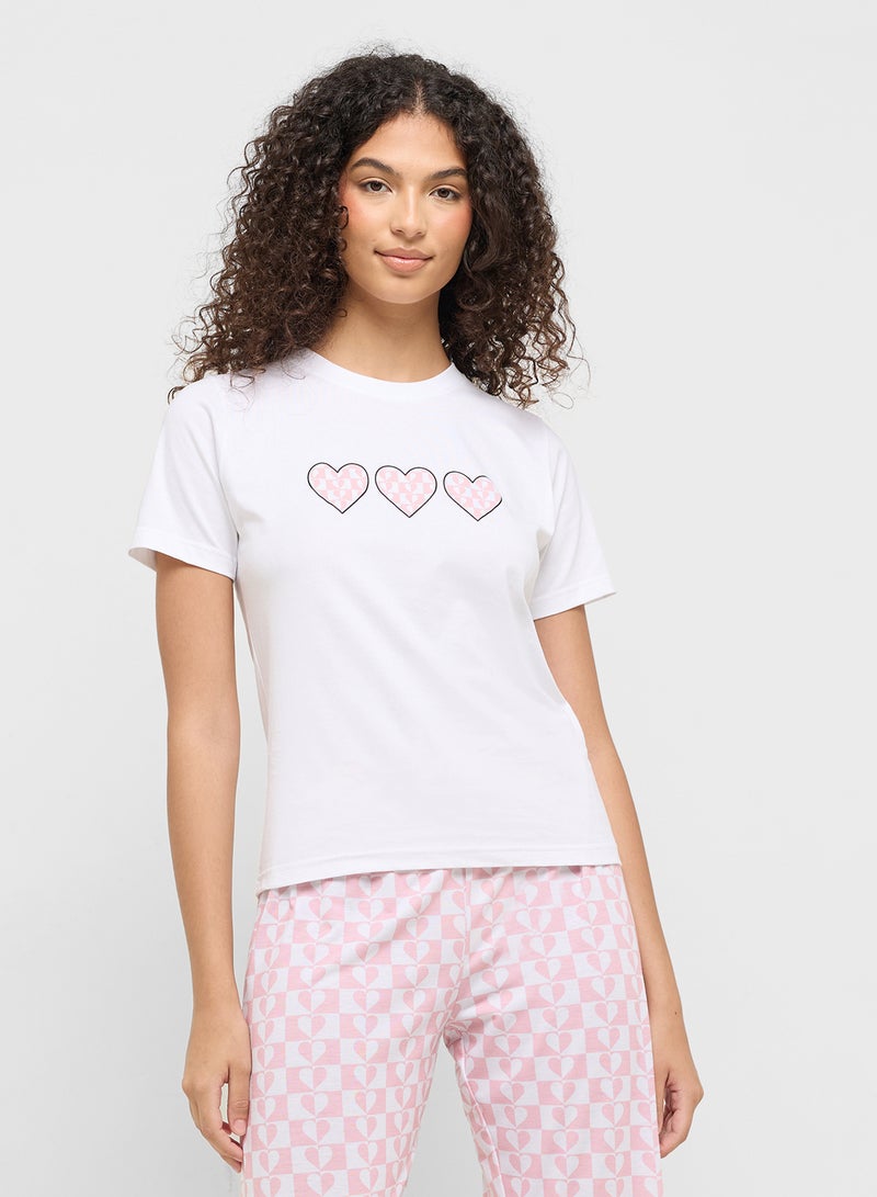 Ginger Cotton Heart Print T-Shirt & Pyjama Set  - Image 3
