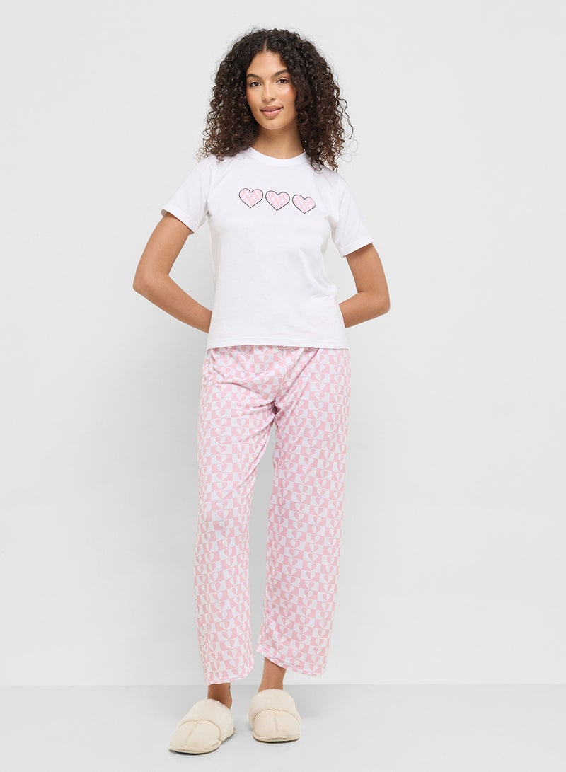 Ginger Cotton Heart Print T-Shirt & Pyjama Set  - Image 5