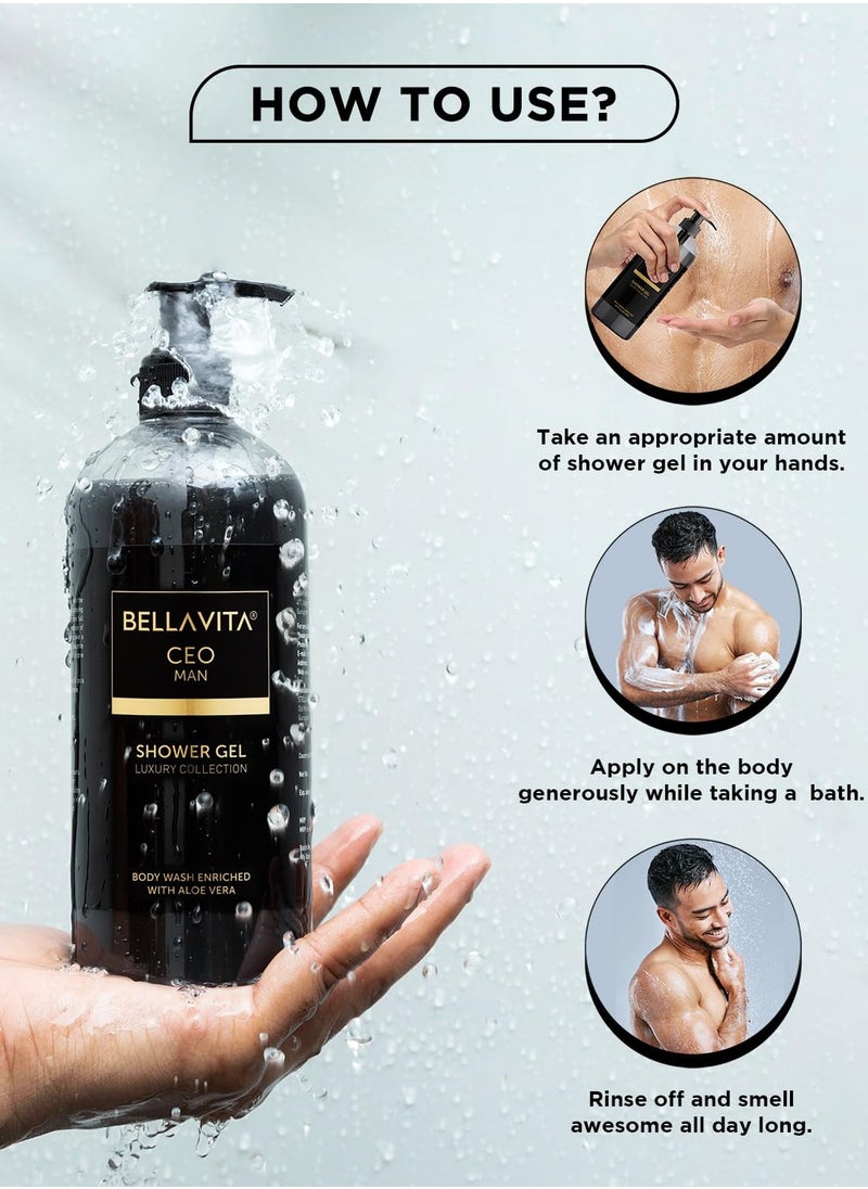 Bella Vita Bella Vita Luxury CEO MAN Body Wash Refreshing Shower Gel for Deep Cleansing Hydrating and Moisturising Skin with Aloe Vera and Charcoal Powder 500 Ml  - Image 3