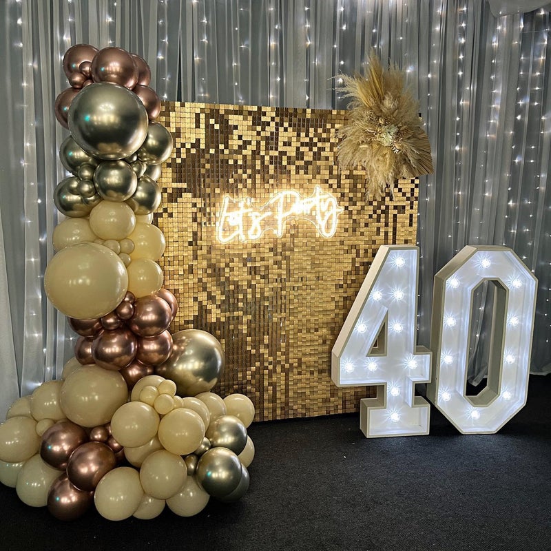 Kate Shimmer Wall Backdrop Light Gold Square Sequin Wall Panel Backdrop Decor for Wedding, Anniversary, Birthday, Party, 24 Panels - Image 5