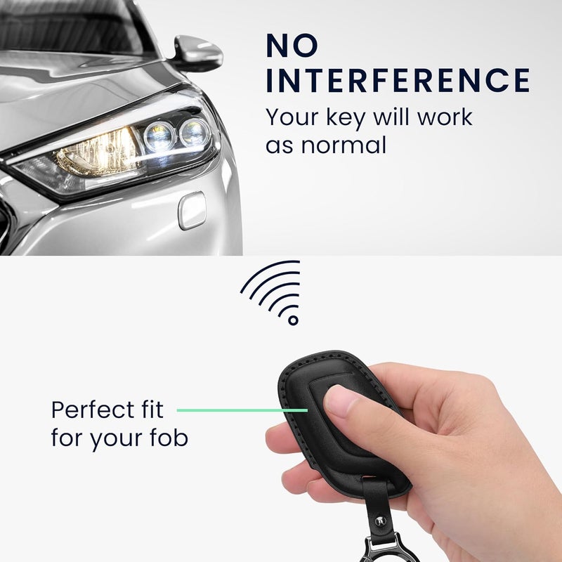 kwmobile Genuine Leather Key Case for MG 3-Button ZS MG4 MG5 MG6 with Key Ring - Black - Image 3