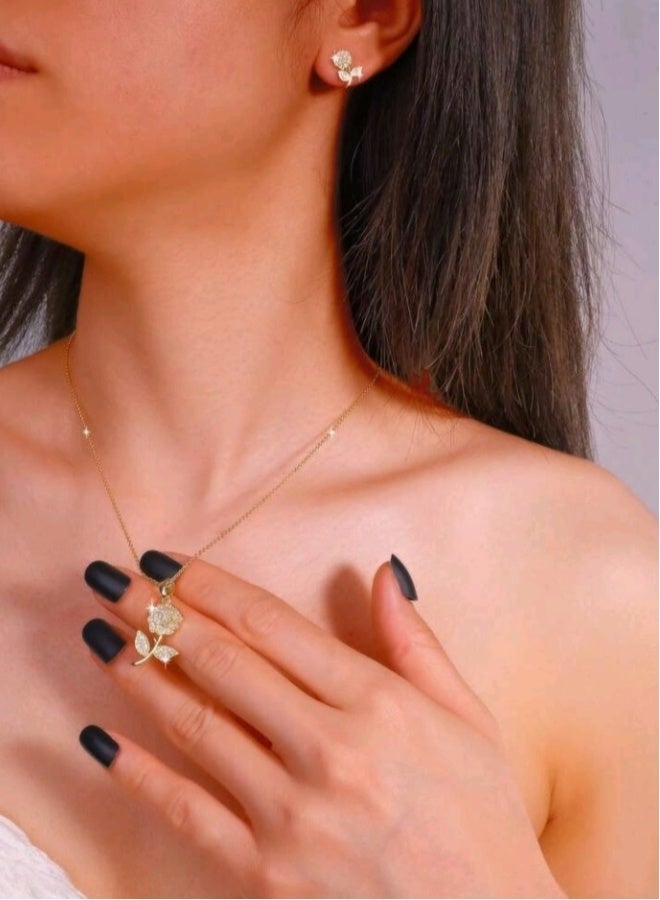 Trendy Stainless Steel Gold Plated Jewellery Set For Women - Image 1