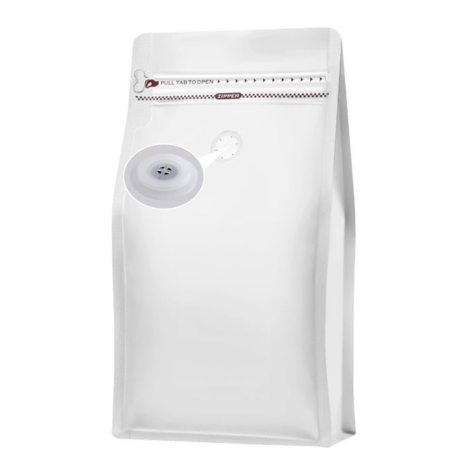 COFFEE BAGS WITH VALVE100PCS16OZ WHITE HIGH BARRIER ALUMINUMED FOIL FLAT BOTTOM STANDING COFFEE BEANS STORAGE BAGSREUSABLE HEAT SEALABLE SIDE ZIPPER POUCHES FOR HOME OR STORE