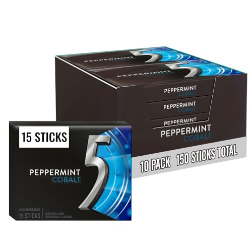5 GUM Peppermint Cobalt Sugar Free Chewing Gum Bulk Stimulate Your Senses While Listening to Music Mini Purse Essentials Travel Essentials 15 Sticks Pack of 10 - Image 1