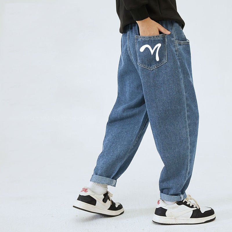 New Children'S Clothing Handsome Cartoon Jeans Factory Volume Of Large Children Loose Boys Jeans - Image 1