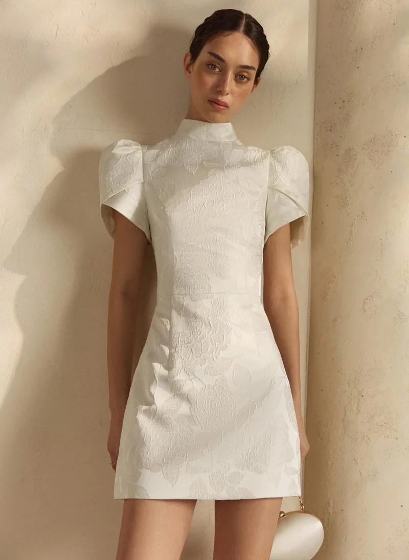 Lichi  Fitted mini dress with textured floral pattern for Women | Best Price UAE