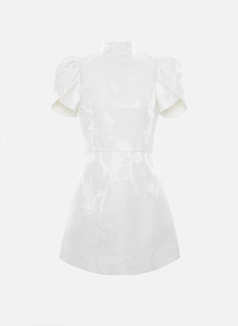 Lichi Fitted mini dress with textured floral pattern