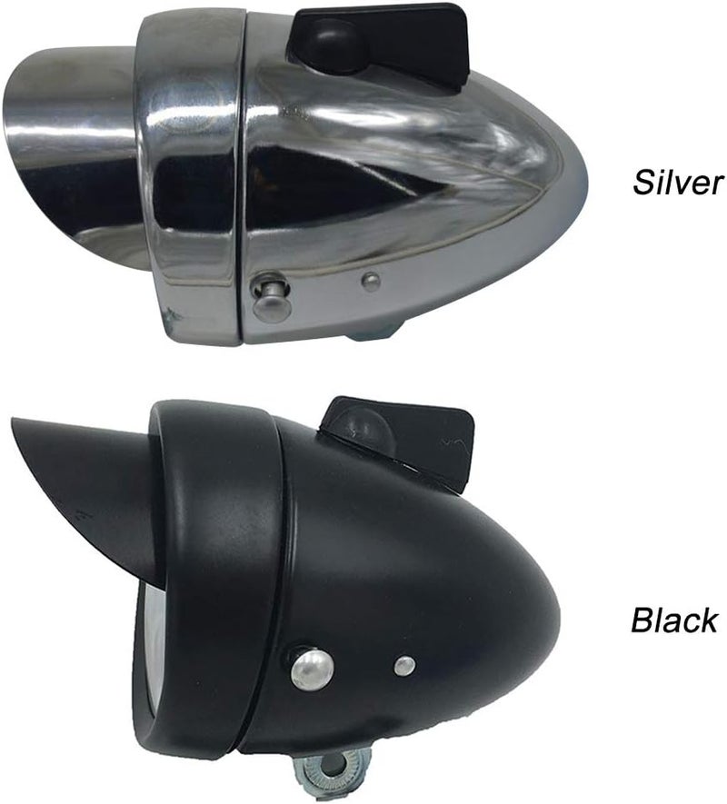 SYCOOVEN Bicycle LED Headlight Retro Fog Front Light Metal Shell Silver Bike LED Front Head Light Lamp Night Riding Universal Cycling AAA Battery - Image 2
