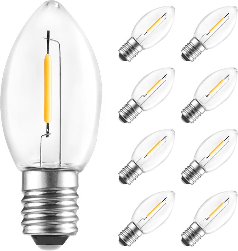 Brightown 8 Pack C7 LED Night Light Bulbs C7 E12 Candelabra Christmas Replacement Bulbs Salt Lamps Window Candles Chandeliers Replacement Bulbs06W Equivalent 4W 5W 6W 7W Incandescent Bulbs Warm White - Image 1