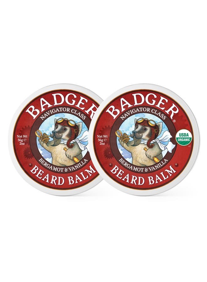 Badger Organic Leave-In Beard Conditioner, Facial Hair Styling Balm, Non-Greasy Moisturizer and Treatment for Beards and Mustaches - 2 oz, 2 Pack - Image 1