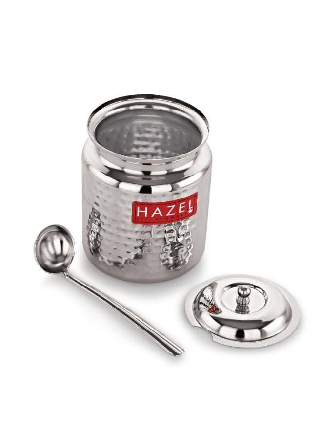HAZEL Stainless Steel Ghee Container with Spoon | Oil Containers for Kitchen with Lid, 600 ML - Image 4
