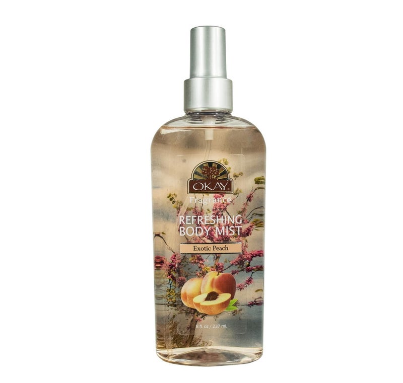 Okay Fragrance Exotic Peach Body Mist Body Spray for Women Light Perfume Mist for Skin Clean Refreshing Scent Uplifting and Fruity Silicone and Paraben Free 8 Fl Oz - Image 1