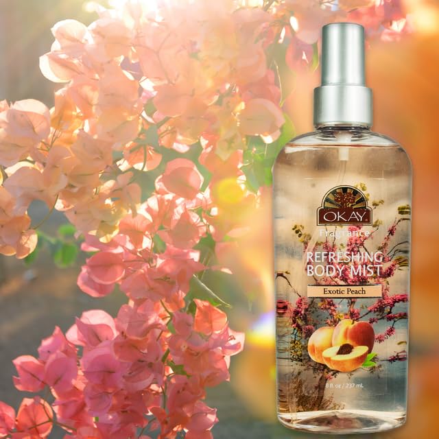 Okay Fragrance Exotic Peach Body Mist Body Spray for Women Light Perfume Mist for Skin Clean Refreshing Scent Uplifting and Fruity Silicone and Paraben Free 8 Fl Oz - Image 2