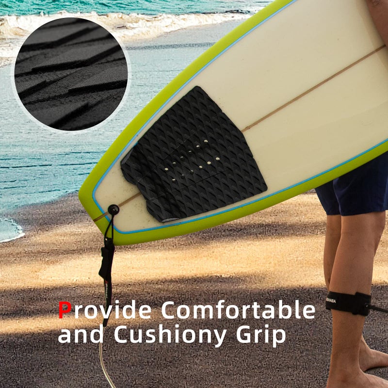 Abahub 3 Piece EVA Surfboard Deck Traction Pads with Kicker for Stomp Skimboards, Surf Boards, Funboard, Fish Board, Black - Image 3