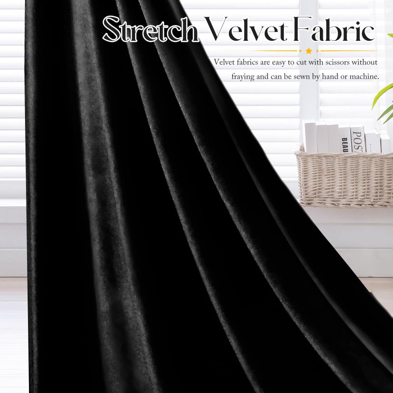 Cobedzy 1 Yard Stretch Velvet Fabric Black - 60 Inch Wide Stretchy Velvet Cloth, 90% Polyester 10% Spandex Velvet Fabric for DIY Sewing, Upholstery, Apparel, Craft - Image 3