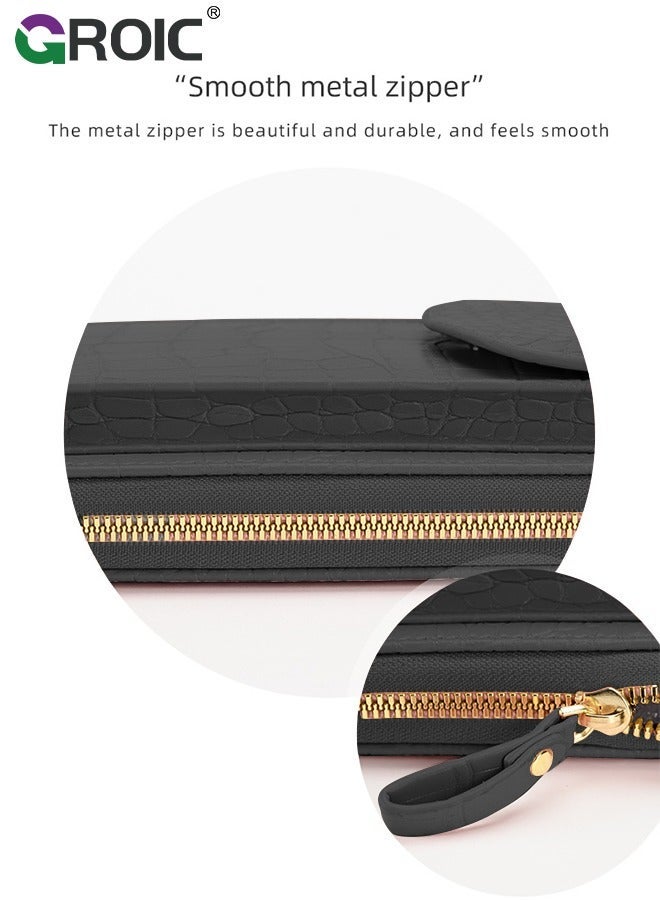 GROIC Leather Cell Phone Holster for Belt, Case with Belt Clip Fits iPhone 15 Pro Max Samsung Galaxy A15 A25 A54 A53 S23 Ultra S24 Pouch Holder - Image 4