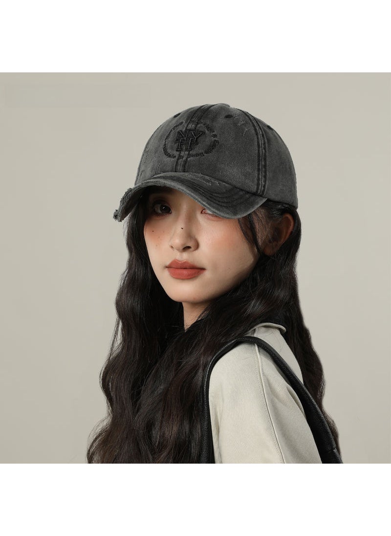 Generic Distressed Baseball Cap Unisex Deep Crown rose red  - Image 5