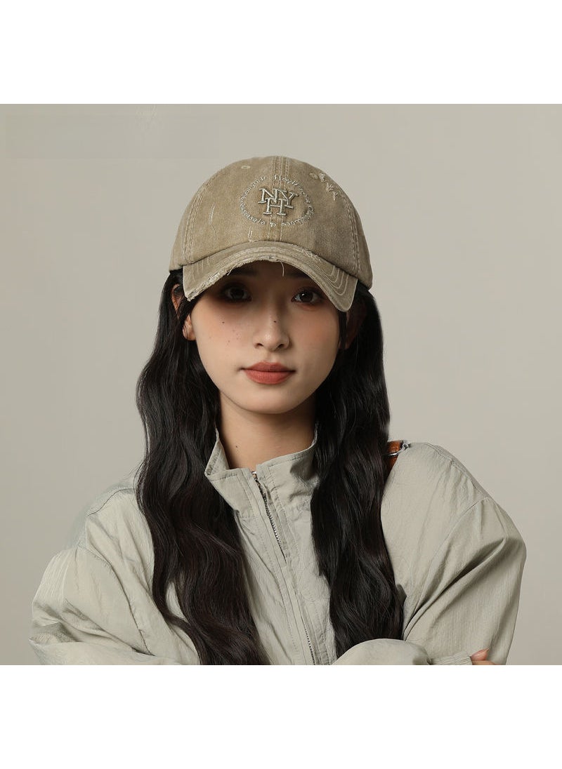 Generic Distressed Baseball Cap Unisex Deep Crown rose red  - Image 2