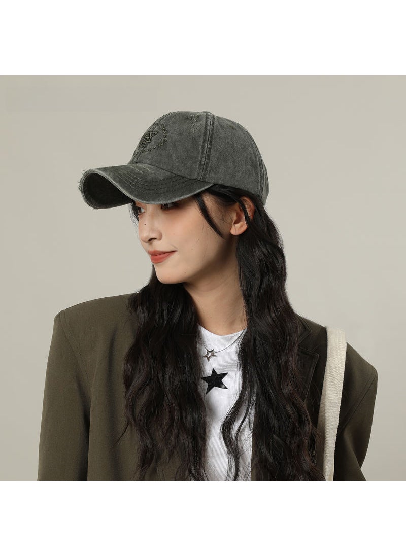 Generic Distressed Baseball Cap Unisex Deep Crown rose red  - Image 3