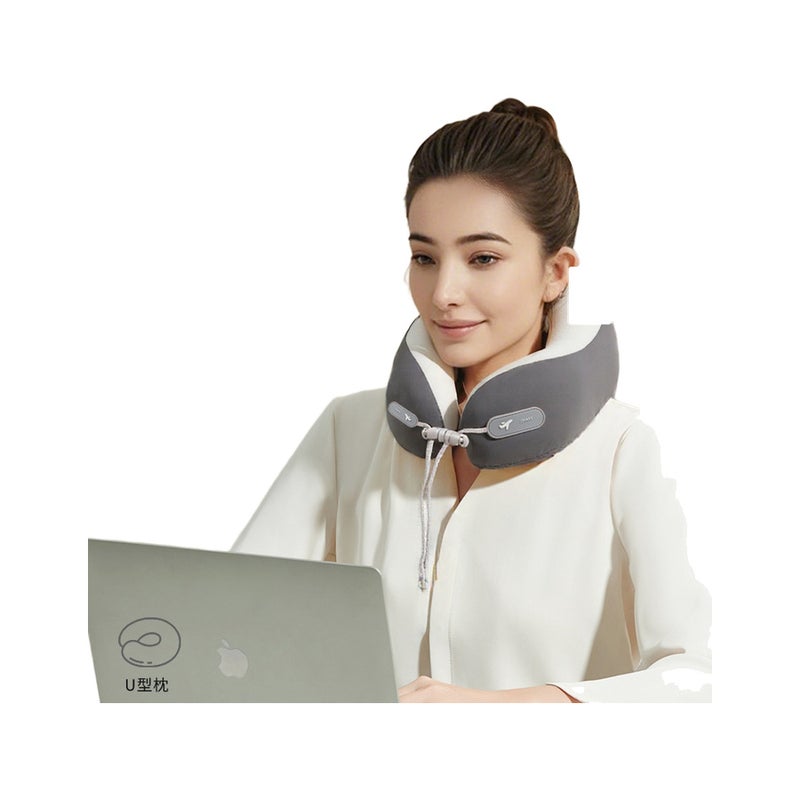 Memory Foam U-Shaped Neck Pillow Cooling Portable Travel Pillow for Office Naps and Flights, Green - Image 1