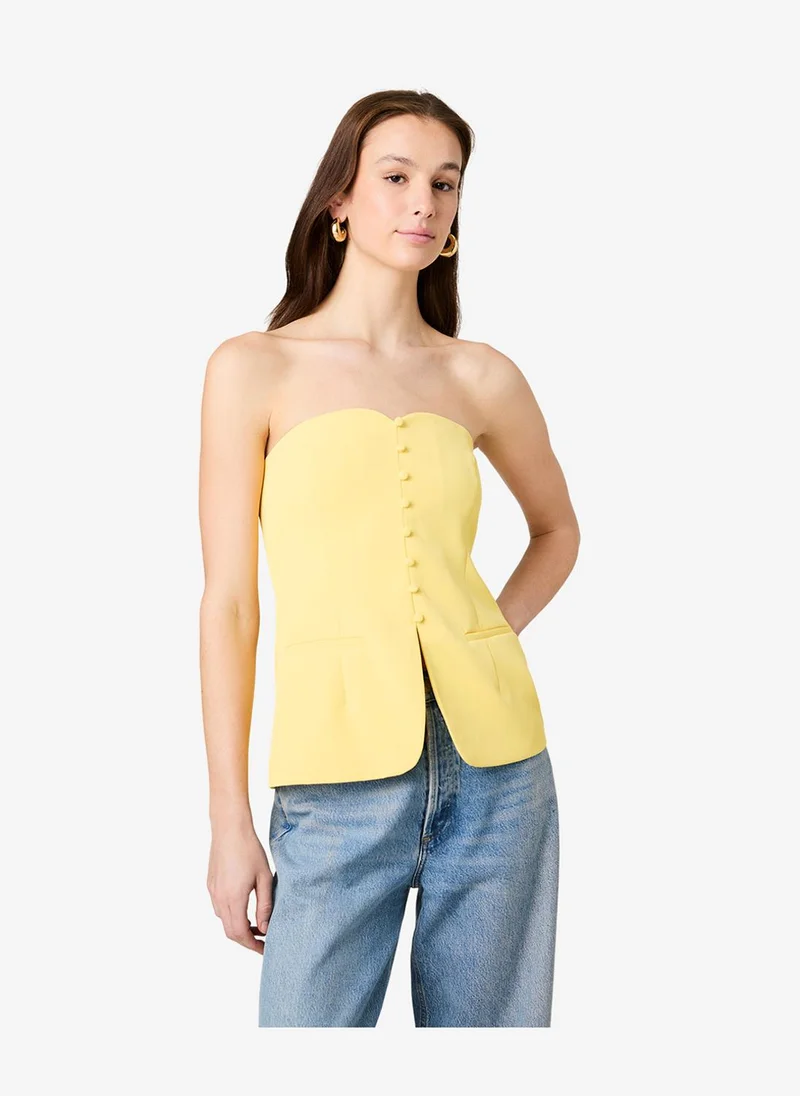 Women's Harrie Tailored Faux Button White Strapless Top