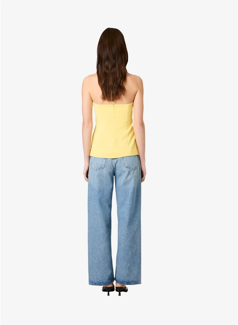 French Connection Women's Harrie Tailored Faux Button White Strapless Top