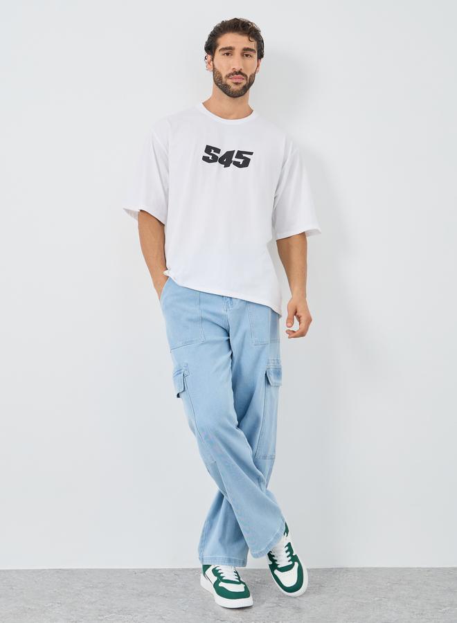 Styli Slogan Print Round Neck Oversized T-Shirt - Image 2