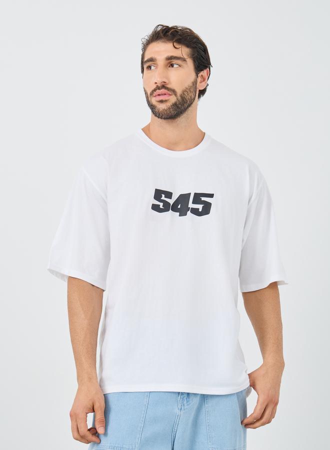 Styli Slogan Print Round Neck Oversized T-Shirt - Image 1
