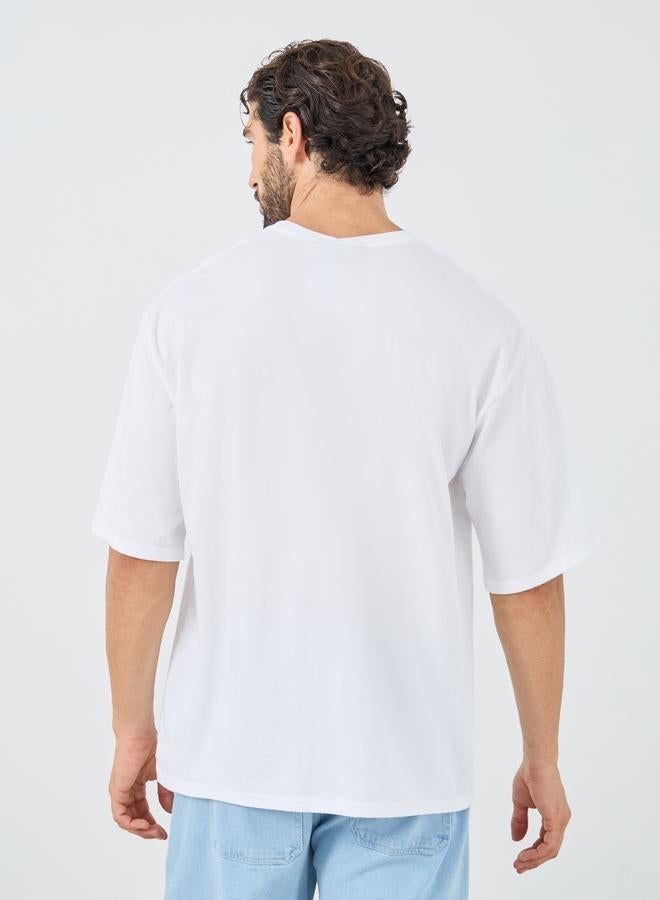 Styli Slogan Print Round Neck Oversized T-Shirt - Image 4