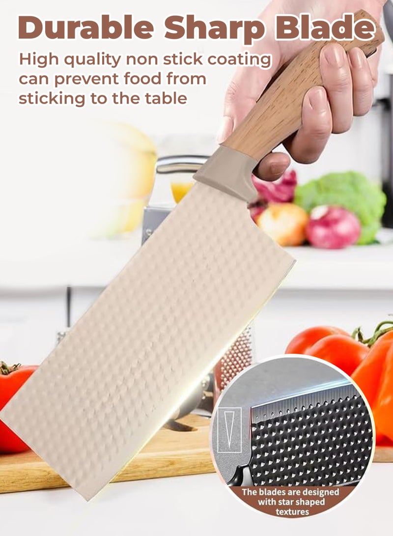 NextWave Kitchen Knife Set,6-Piece Khaki Kitchen Knife Set with Knife Block – Non-Stick Stainless Steel Sharp Blades, Anti-Rust & Ergonomic Design for Home, Restaurant - Image 5