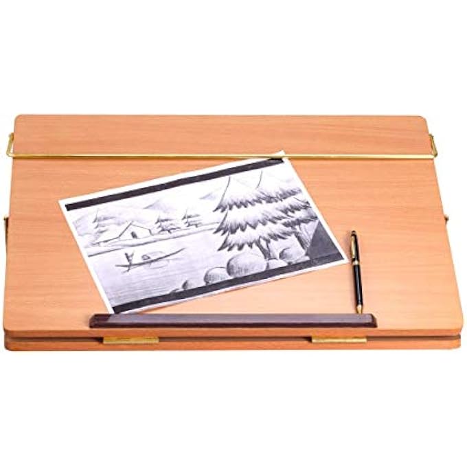 rayihni WOODEN LAPTOP DESK ORGANIZER FOR WRITING/SKETCHING STAND || TABLE TOP || WOODEN DESK ORGANIZER (CREAM, 16X12 INCHES) - Image 2