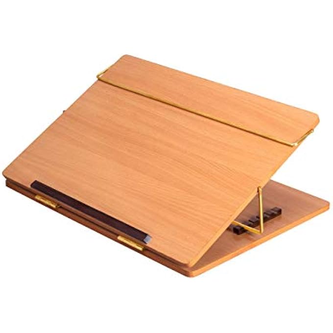 rayihni WOODEN LAPTOP DESK ORGANIZER FOR WRITING/SKETCHING STAND || TABLE TOP || WOODEN DESK ORGANIZER (CREAM, 16X12 INCHES) - Image 1