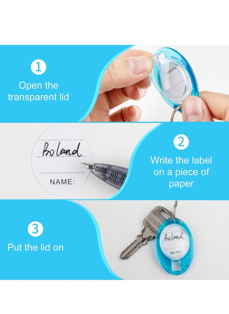 Key Ring Tags, 50 Pcs Plastic Key Tags with Split Ring Label,Strong and Wear Plastic Key Chains, Key Identifiers, Adapt to Keys, USB Drive, Pets, Suitcases (Blue) - Image 4