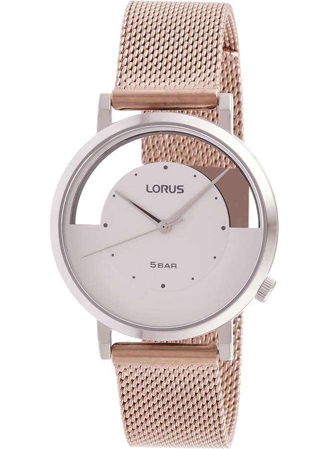 لوراس ساعة كوارتز تناظرية من الفولاذ المقاوم للصدأ بمينا أبيض من أشعة الشمس للنساء RG275SX9 - Image 1