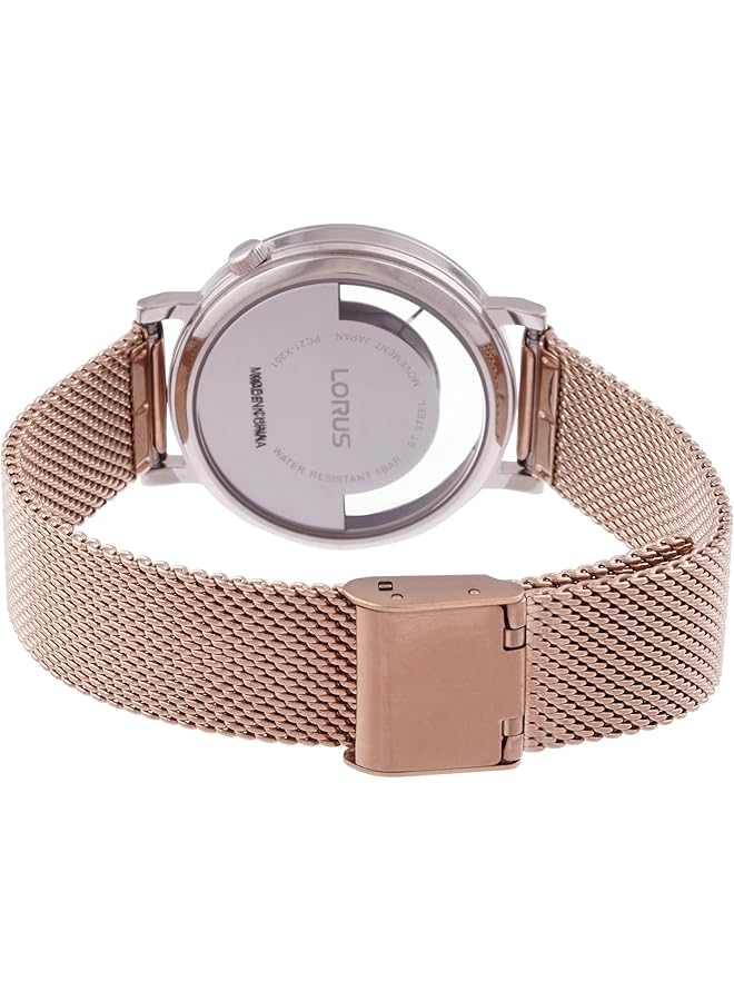 لوراس ساعة كوارتز تناظرية من الفولاذ المقاوم للصدأ بمينا أبيض من أشعة الشمس للنساء RG275SX9 - Image 2